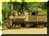 Brass PFM/United Mich-Cal Lumber Co. HO scale HOn3 Shay fireman's forward frontal offset view...