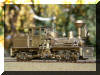 Brass HO Benson Log Co. #528 T-Boiler Shay engineer's forward frontal offset view...