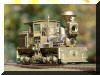 Brass HO Benson Log Co. #528 T-Boiler Shay engineer's offset frontal view...