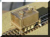 Brass PFM/United Climax auxiliary tender in HO scale fireman's offset frontal view...