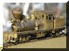 Brass PFM/United Cowichan R.R. HO scale HOn3 Shay fireman's forward frontal offset view...
