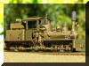 Real sweet...Brass PFM/United Mich-Cal Lumber Co. HO scale HOn3 Shay engineer's forward frontal offset view...
