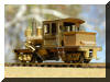 Smart and trim...Brass Joe Works/Flying Zoo 18 ton HO scale HOn30 Climax fireman's rear offset view...